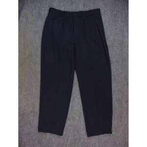 Vincente Nesis Pleated Dress Pants Men 36x32 Navy Blue Dark Academia Trousers